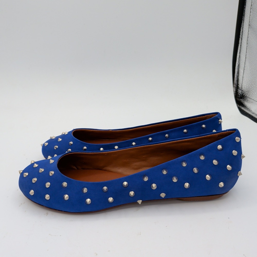 Schutz Anil Royal Blue Suede Spiked Studded Ballet Flats Size 5 M - Picture 2 of 9
